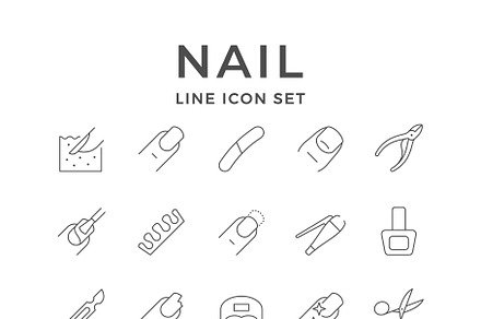 Set line icons of nails, an Outline Icon by motorama