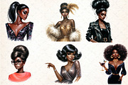 Retro Ebony Glam Clipart, an Illustration by DreamCafeArt (Thumbnail 2 of 6)
