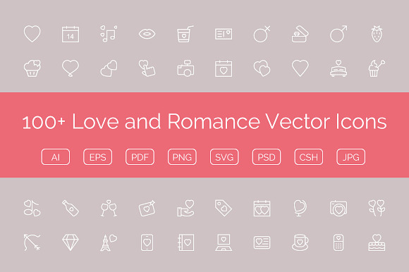 100+ Love and Romance Vector Icons preview 3