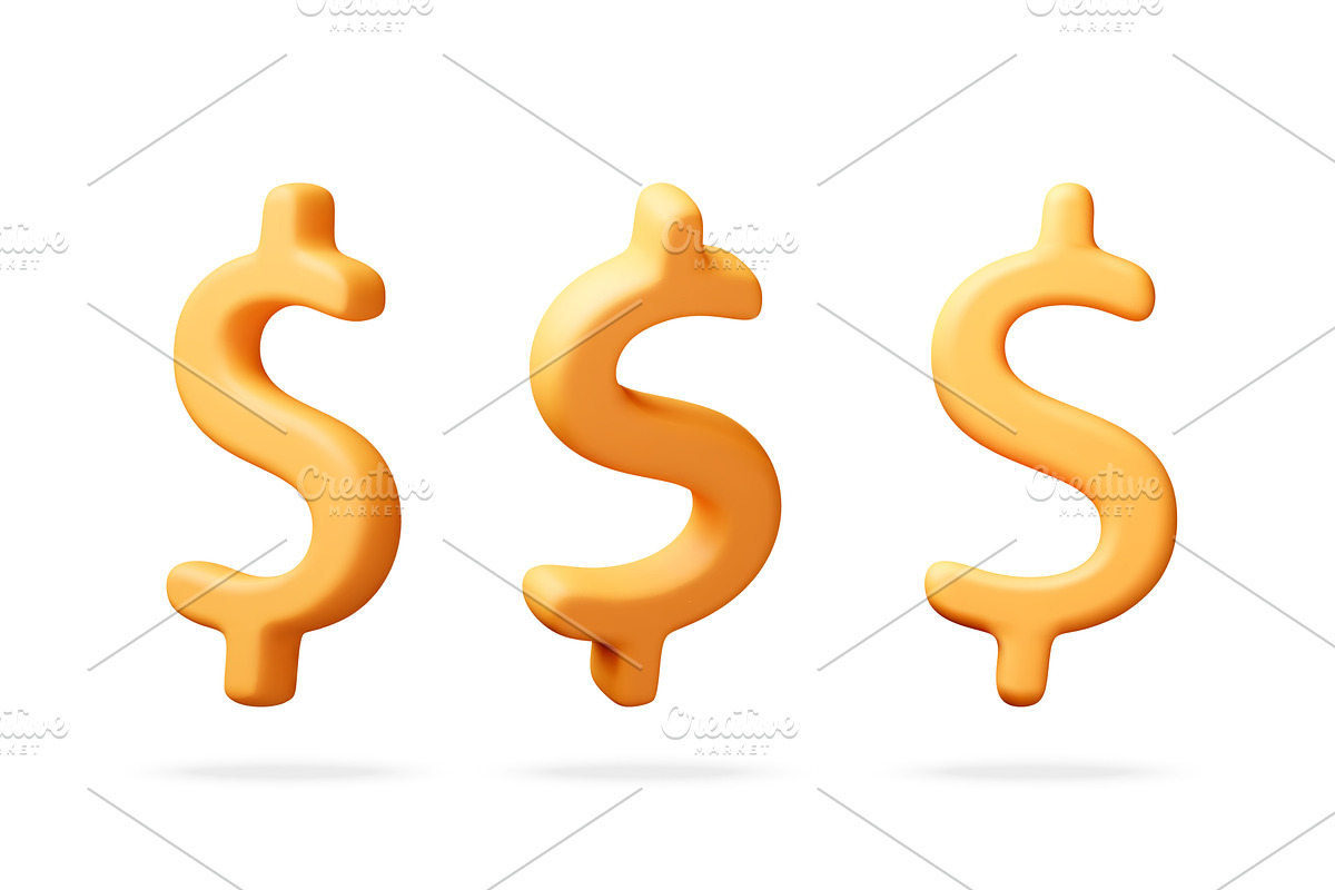 Three yellow dollar signs rendered, a Finance Illustration by Abscent