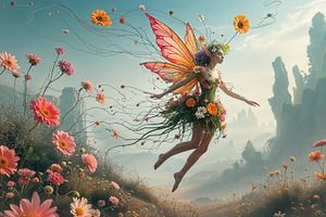 Floating fairy, an Illustration by wavebreak