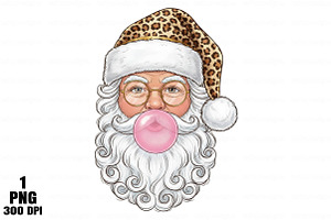 Glitter Leopard Bubblegum Santa Xmas, an Illustration by Daily.Designs