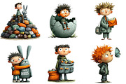 Funny Quirky Easter Boys Clipart, an Illustration by DreamArtGraphic (Thumbnail 3 of 5)