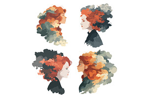 Girls with red hair cartoon vector, an Object Illustration by Onyx