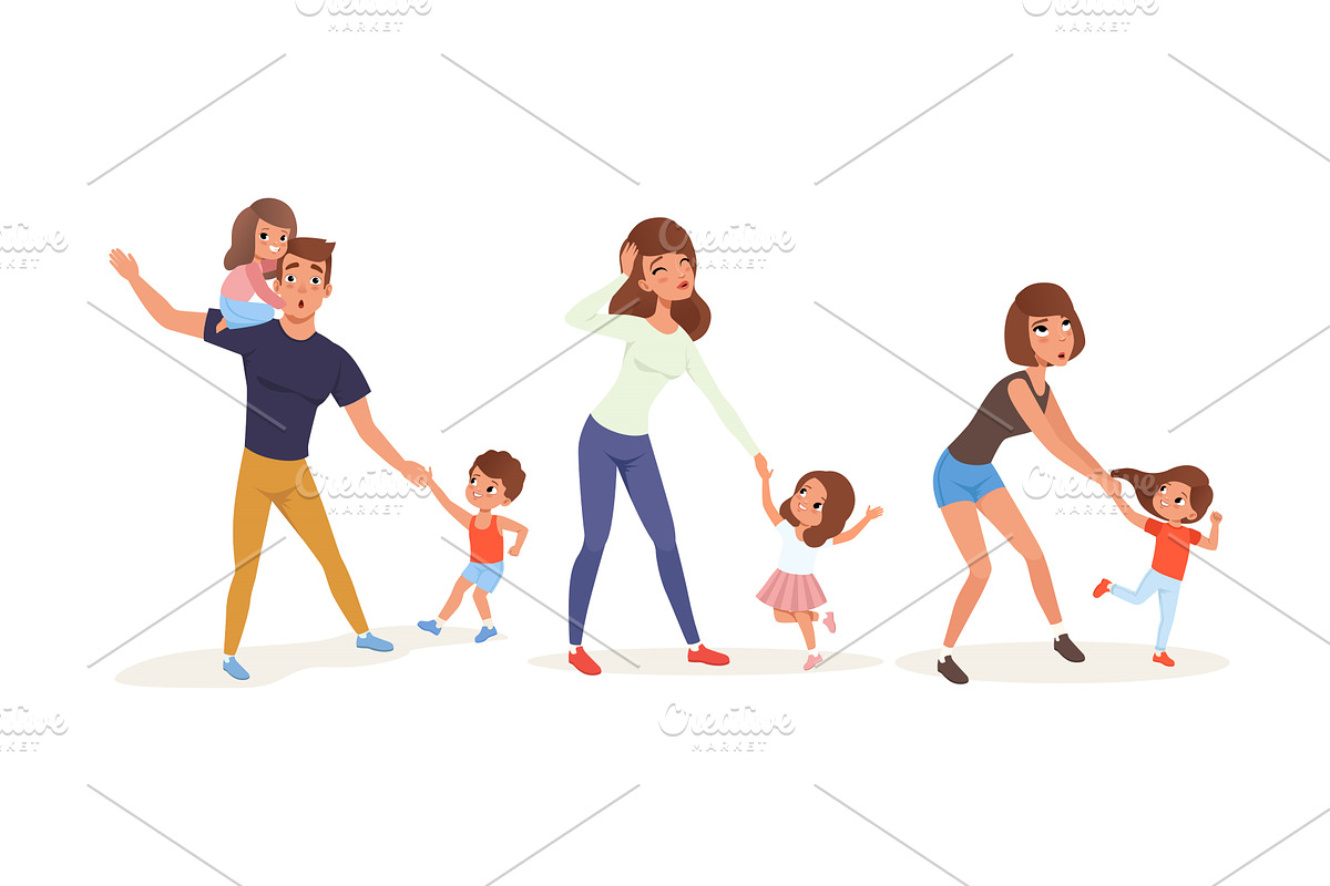 Tired Parents and Hyperactive, a Person Illustration by TopVectors