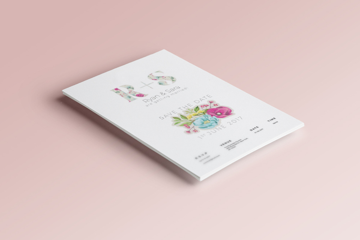 Floral Wedding Invite/Save the date, an Invitation Template by Kreativity13 (Photo 2 of 2)