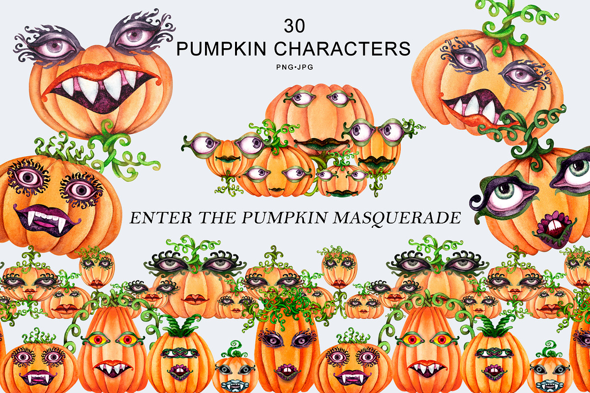 Halloween Pumpkin Faces Creator, a Seasonal Illustration by EL_SUHOVA (Photo 8 of 11)