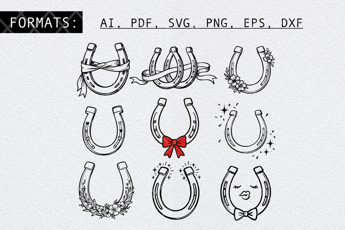 Hand Drawn Horseshoe Clipart Bundle, an Object Graphic by Guavanaboy (Photo 2 of 3)