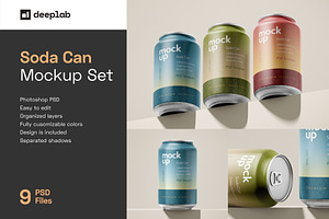 Soda Can Mockup Set