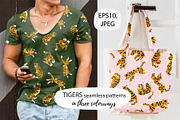 Tiger vector seamless patterns, a Pattern Graphic by Alenkakarabanova (Thumbnail 1 of 5)