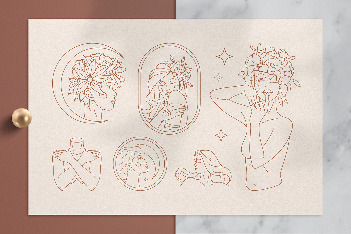 Line art women illustrations set, a Healthcare Illustration by Vasya Kobelev (Photo 2 of 11)