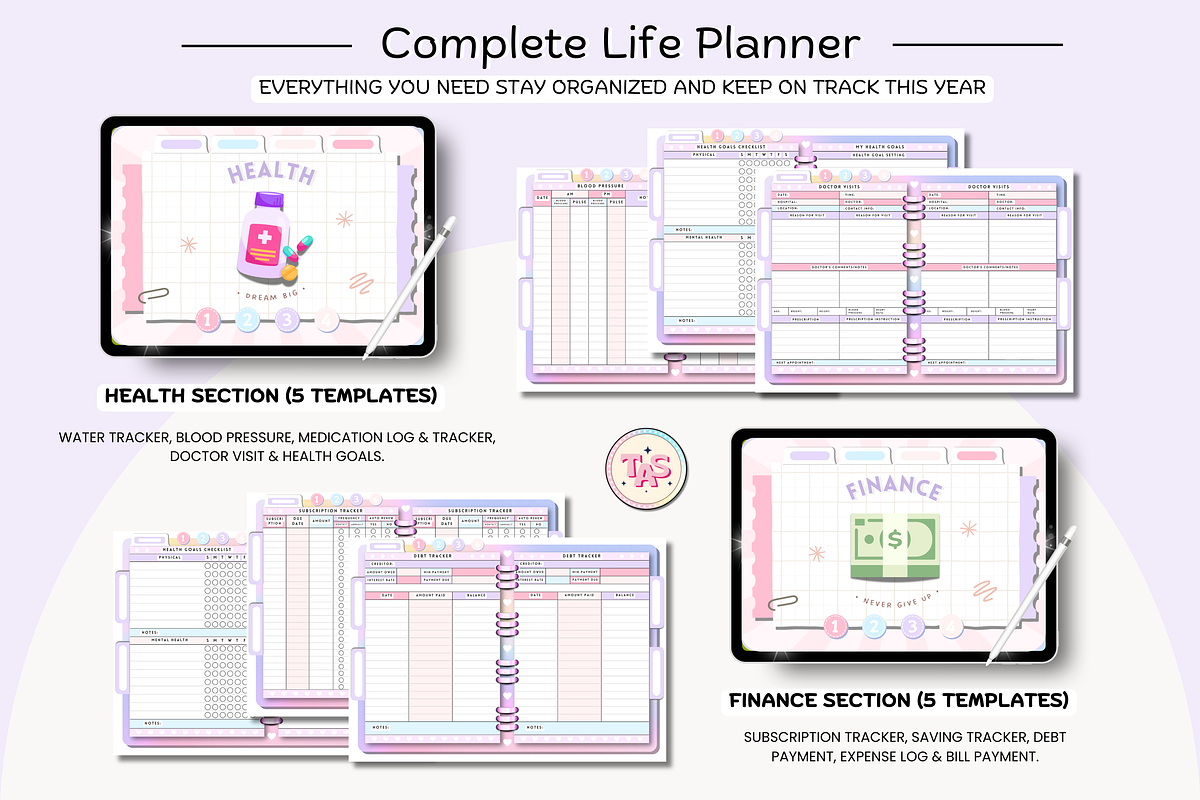 PLR Pink Pastel Digital Planner, a Stationery Template by Tas Creative Studio (Photo 7 of 10)