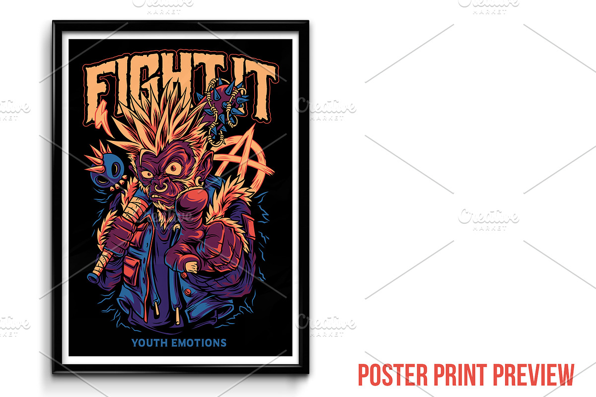 Fight it Monkey Illustration, an Animal Illustration by badsyxn (Photo 4 of 5)