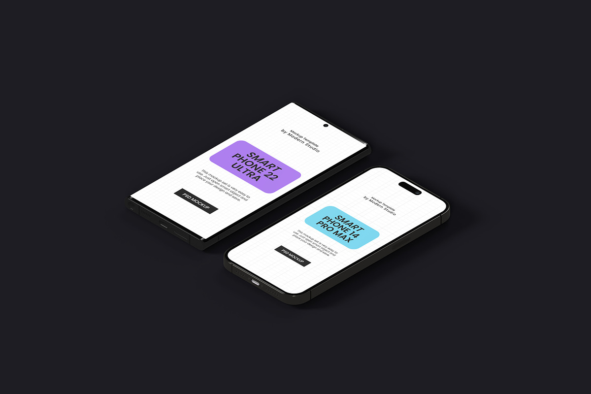 iPhone 14 Pro Max & S22 Ultra Mockup, an iPhone Mockup by Modern Studio (Photo 11 of 20)