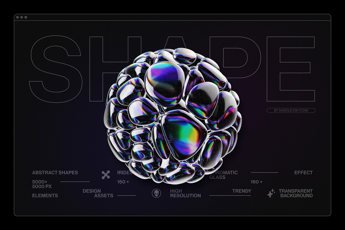 Chromatic Glass 3D Shapes Pack, an Object Graphic by Samolevsky (Photo 5 of 30)