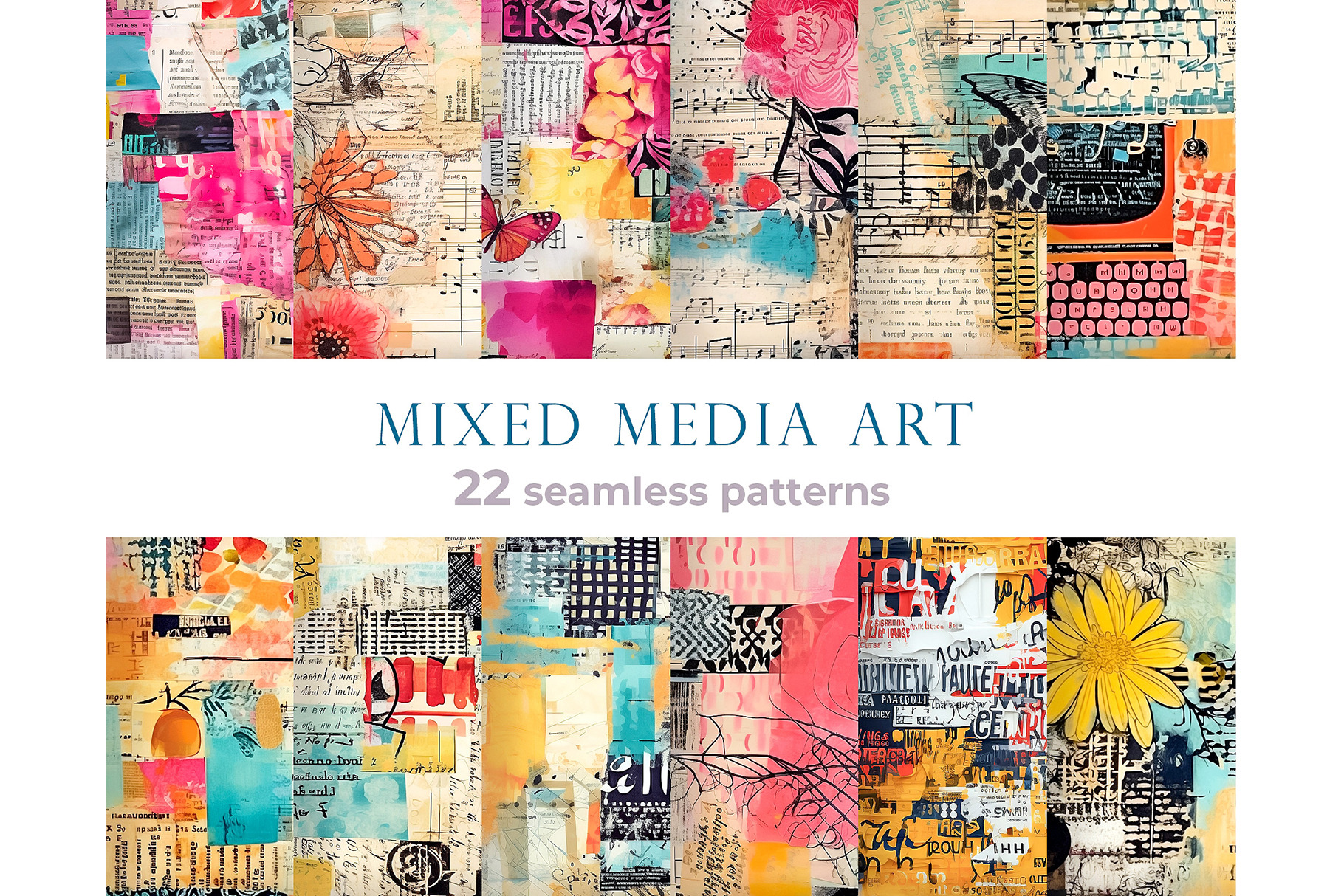 Mixed media art seamless patterns, a Pattern Graphic by Bubert Art