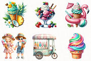 Watercolor Summer Ice Cream Clipart, an Illustration by OK Design (Thumbnail 3 of 5)