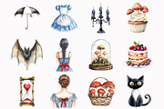 Watercolor Haunted Alice Halloween C, an Illustration by Design Market (Thumbnail 5 of 5)