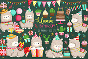 Birthday Llama Cute Clipart, an Animal Illustration by Inkley Studio (Thumbnail 1 of 2)