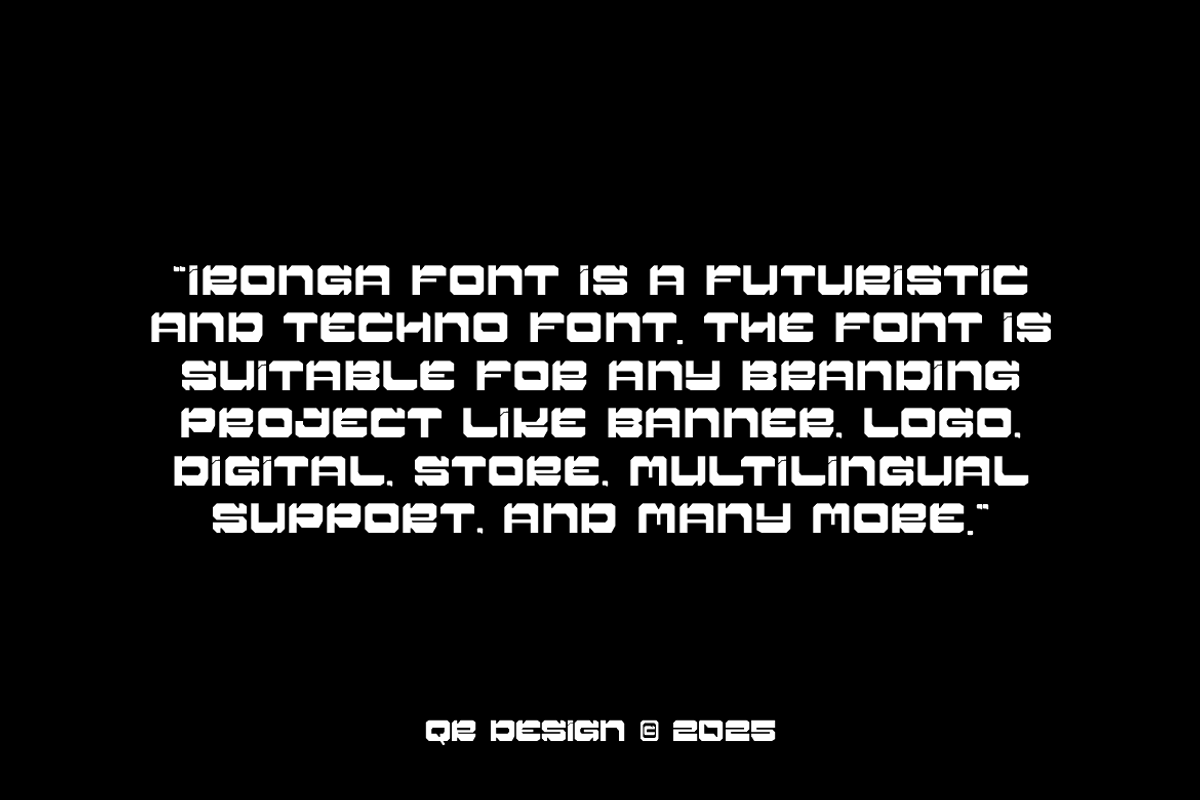 Ironga - Futuristic Font, a Sans Serif Font by QR Design Studio (Photo 4 of 11)