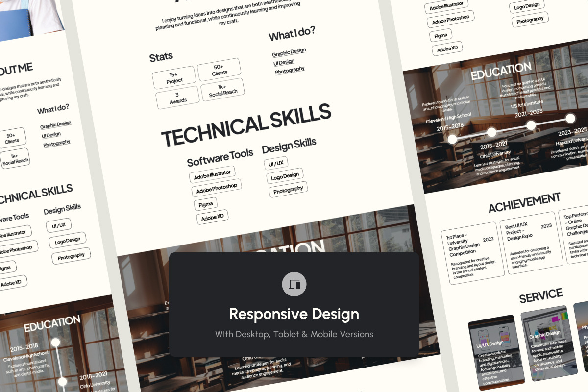 Jimmy – Student Portfolio Landing, a Landing Page Template by trabaskriya (Photo 3 of 5)