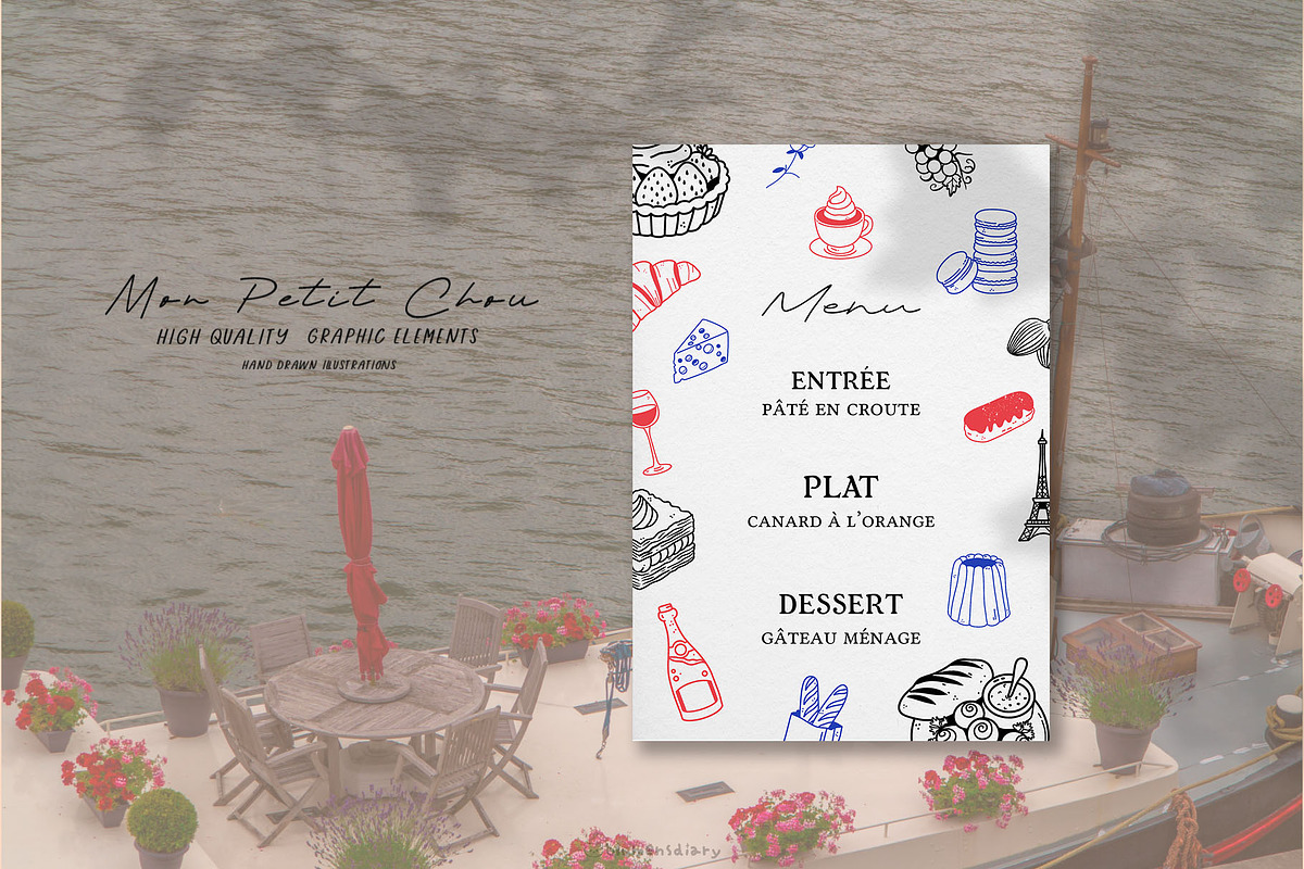 Paris Doodles Line Art, a Decorative Illustration by Blumensdiary (Photo 2 of 11)