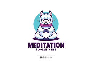 Llama Alpaca Meditation Yoga Logo, a Branding & Logo Template by Ary_ngeblur