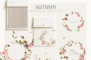 AUTUMN Watercolor Flowers & Animals