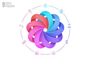 Circular diagram template with 9, an Illustration by RevelStockart