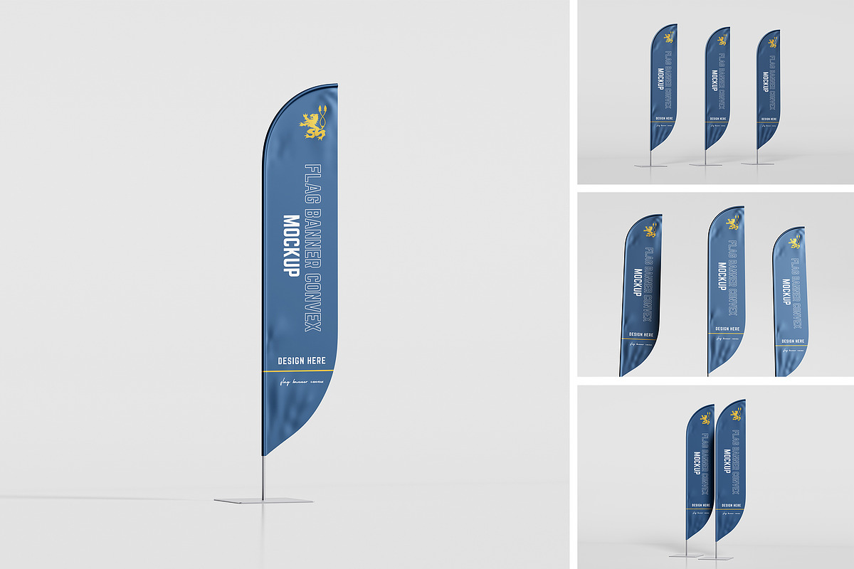 Flag Banner Convex Mock-Up, an Advertising Mockup by Pikachudesign (Photo 1 of 5)