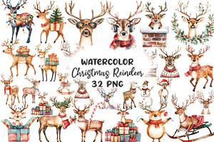 Quirky Christmas Reindeer Clipart, an Illustration by CraftArtStudio