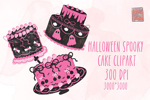 Halloween Spooky Cake Clipart, an Illustration by RimzStudio