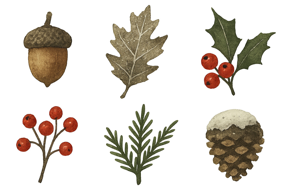 Christmas winter elements including, an Illustration by Dvoevnore photos