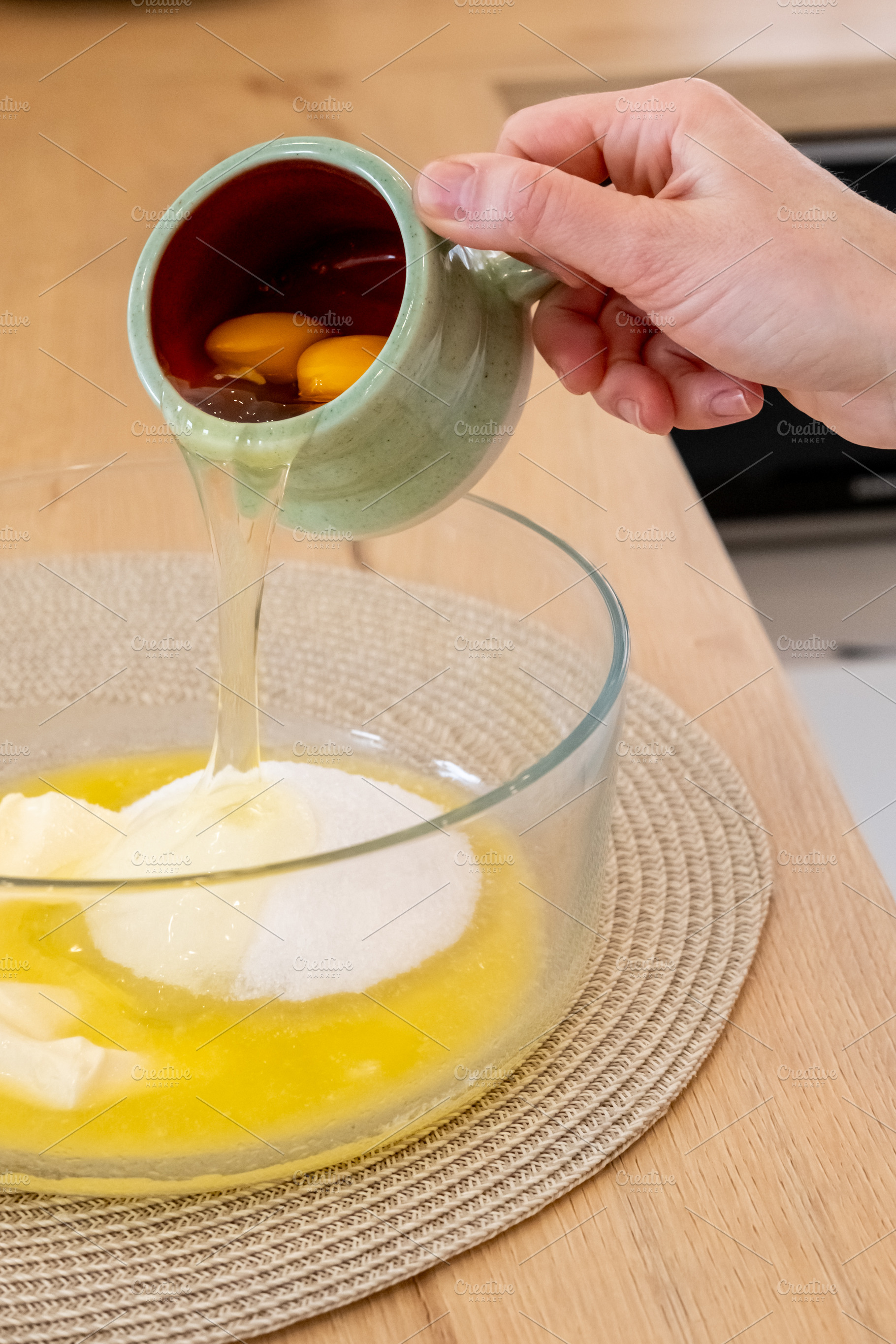 Homemade recipe pastry cooking chef egg dough bowl, a Person Photo by Photo Drive Studio