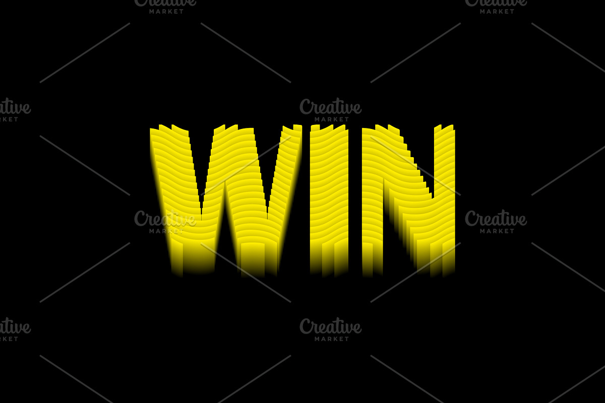 3D yellow WIN lettering typography, a Layer Style Add-On by Design Store (Photo 2 of 2)