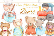 Cute Watercolour Bears, an Animal Illustration by Jen Digital Art (Thumbnail 1 of 4)