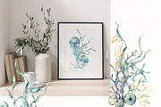 Watercolor ocean animals background, an Animal Illustration by Yuliya Derbisheva (Thumbnail 4 of 13)