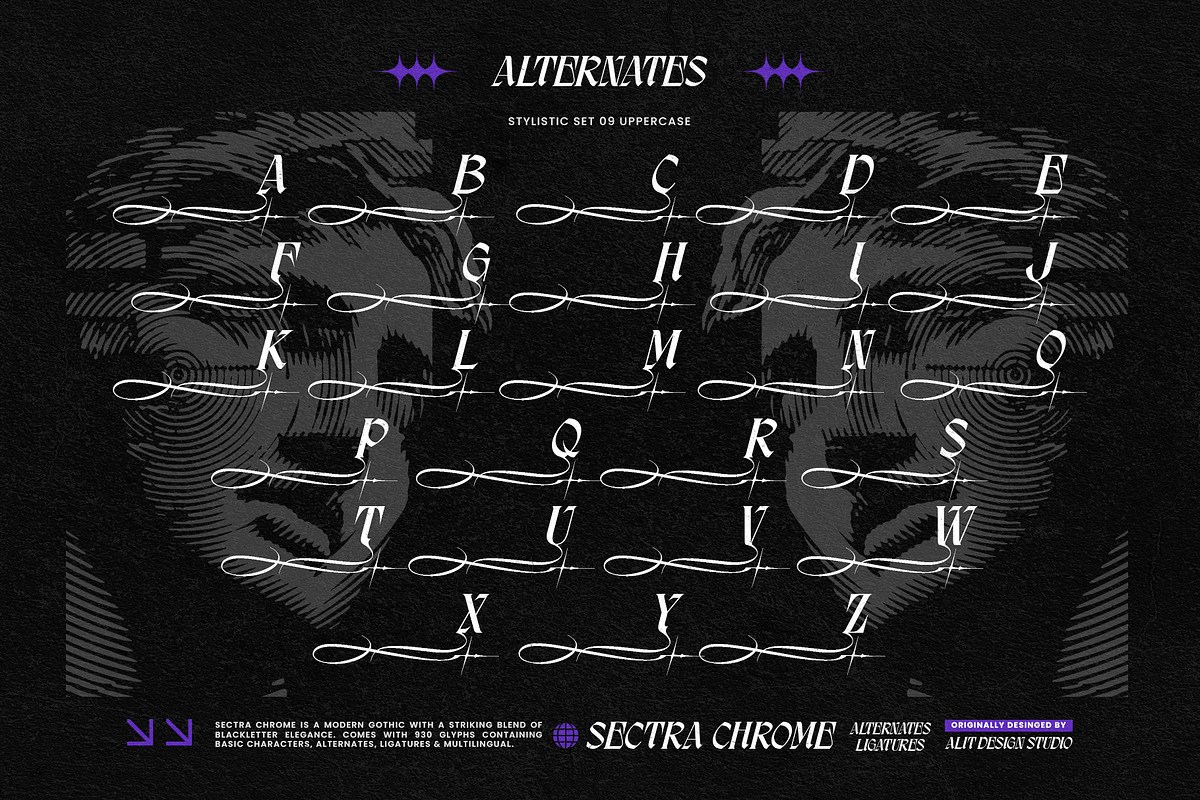 Sectra Chrome Typeface, a Blackletter Font by alit design (Photo 11 of 17)