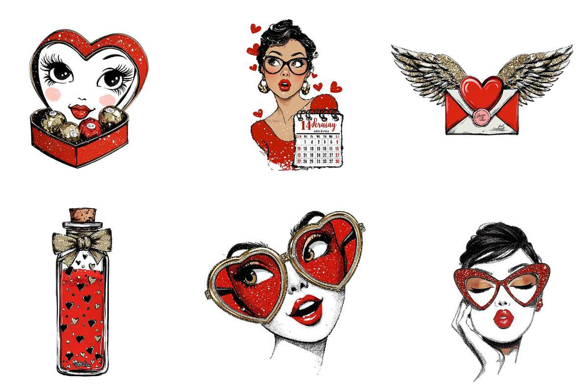 Sweet Valentine Clipart, an Illustration by CreationArt (Photo 4 of 6)