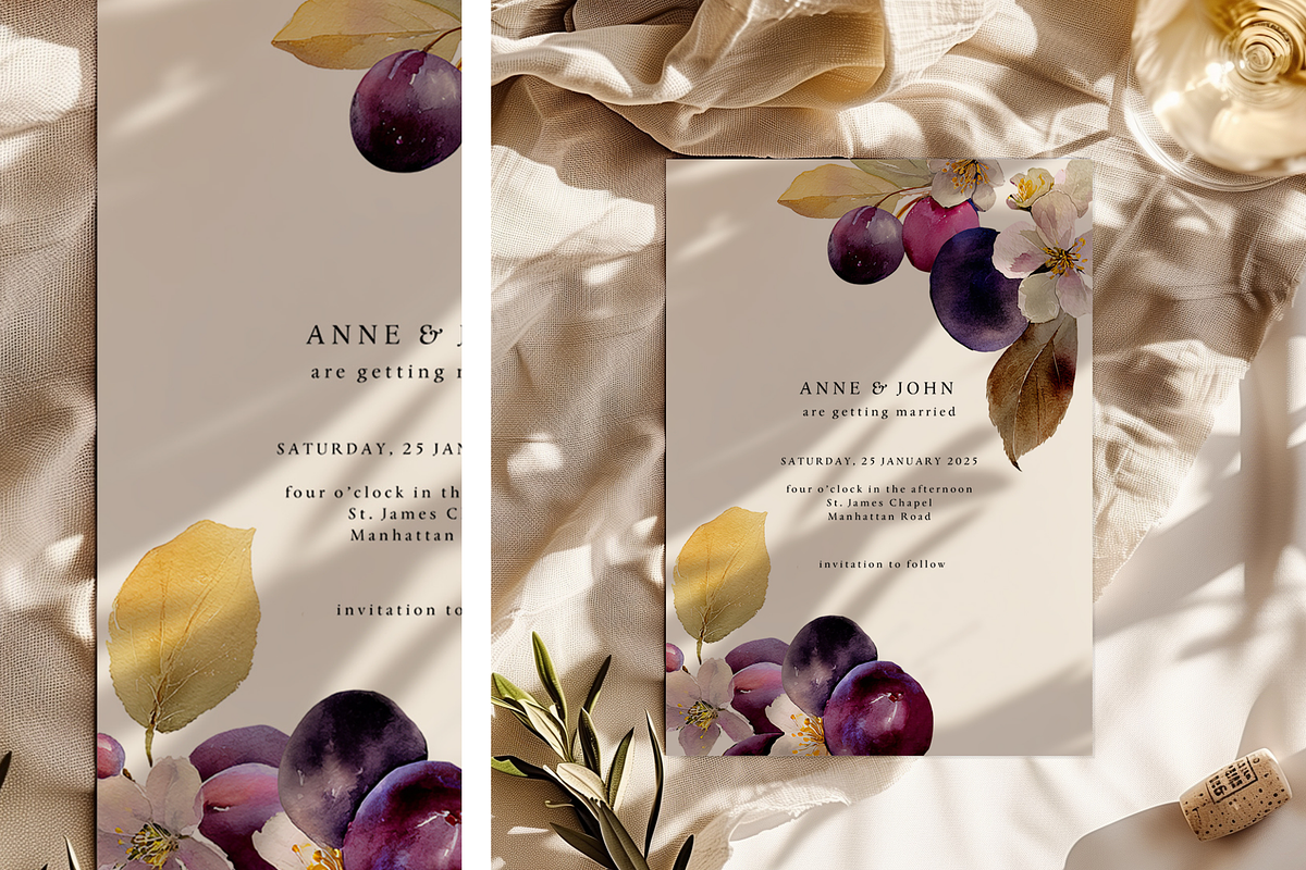 Watercolor Plum Bouquet Clipart, a Decorative Illustration by ThaismotaCreativeCo (Photo 3 of 12)