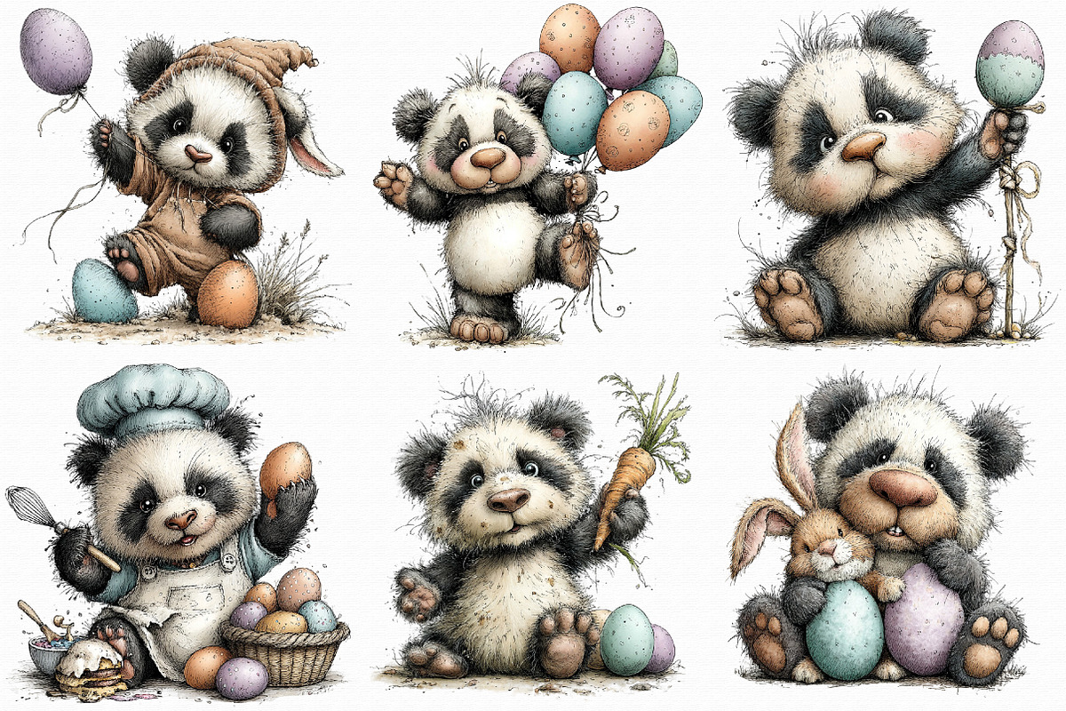 Whimsical Easter Panda Clipart, an Illustration by Libby Wishes (Photo 3 of 7)