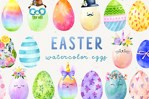 Watercolor Easter Eggs clipart