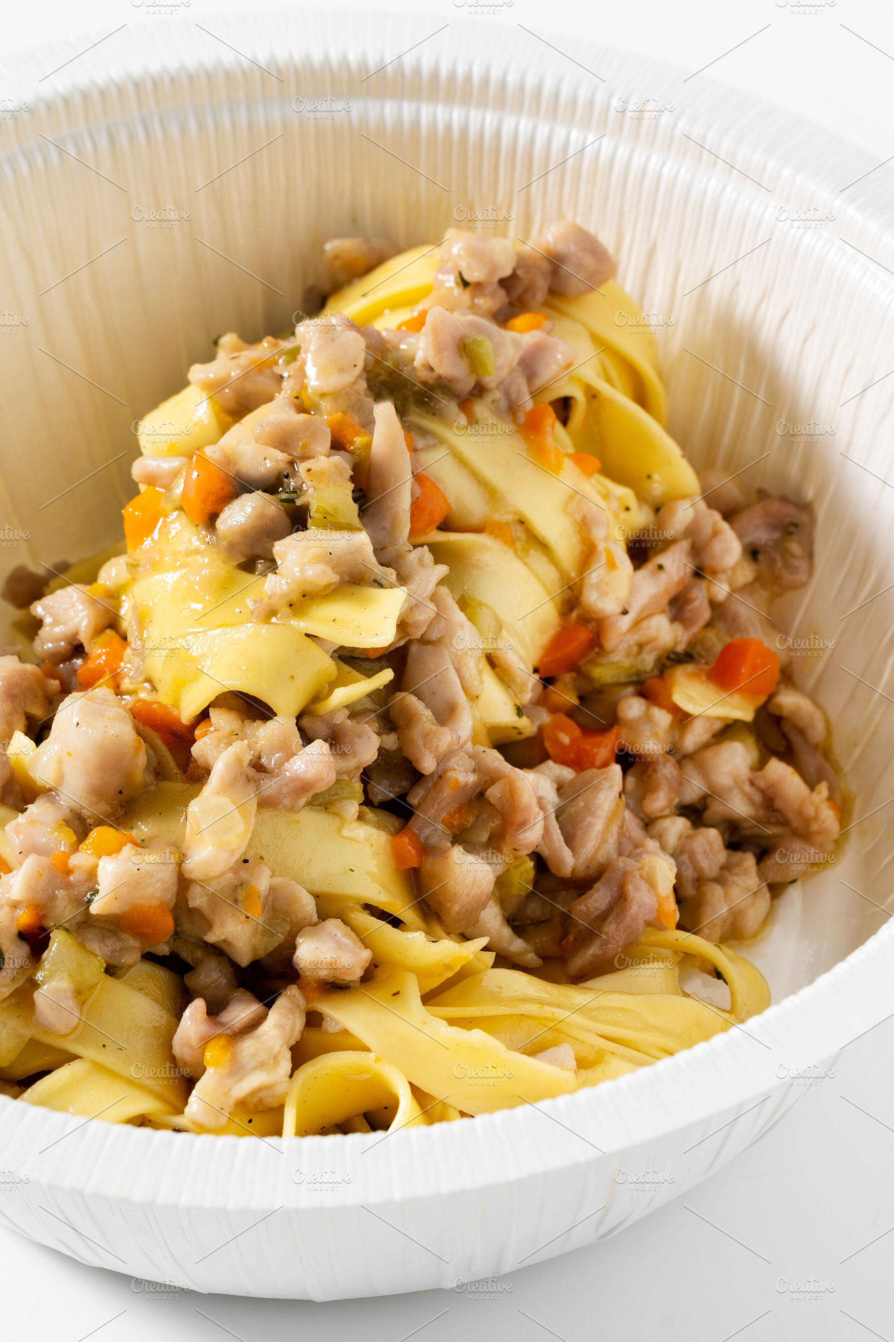 pasta tagliatelle with rabbit sauce. menu for the restaurant  in, a Food & Drink Photo by IriGri