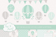 Mint Green Hot Air Balloons, an Illustration by Amanda Ilkov (Thumbnail 1 of 5)