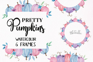 Pastel Pumpkins Watercolor Frames