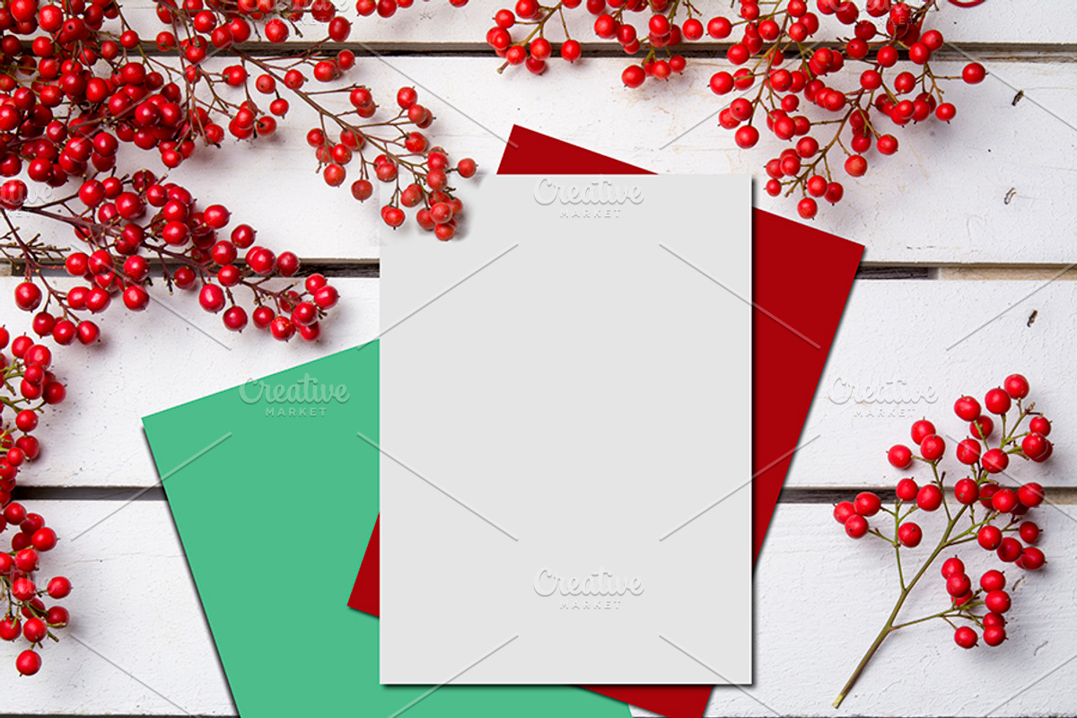 Xmas mockup greeting card psd, a Print Template by JAY MID IMAGE (Photo 2 of 3)