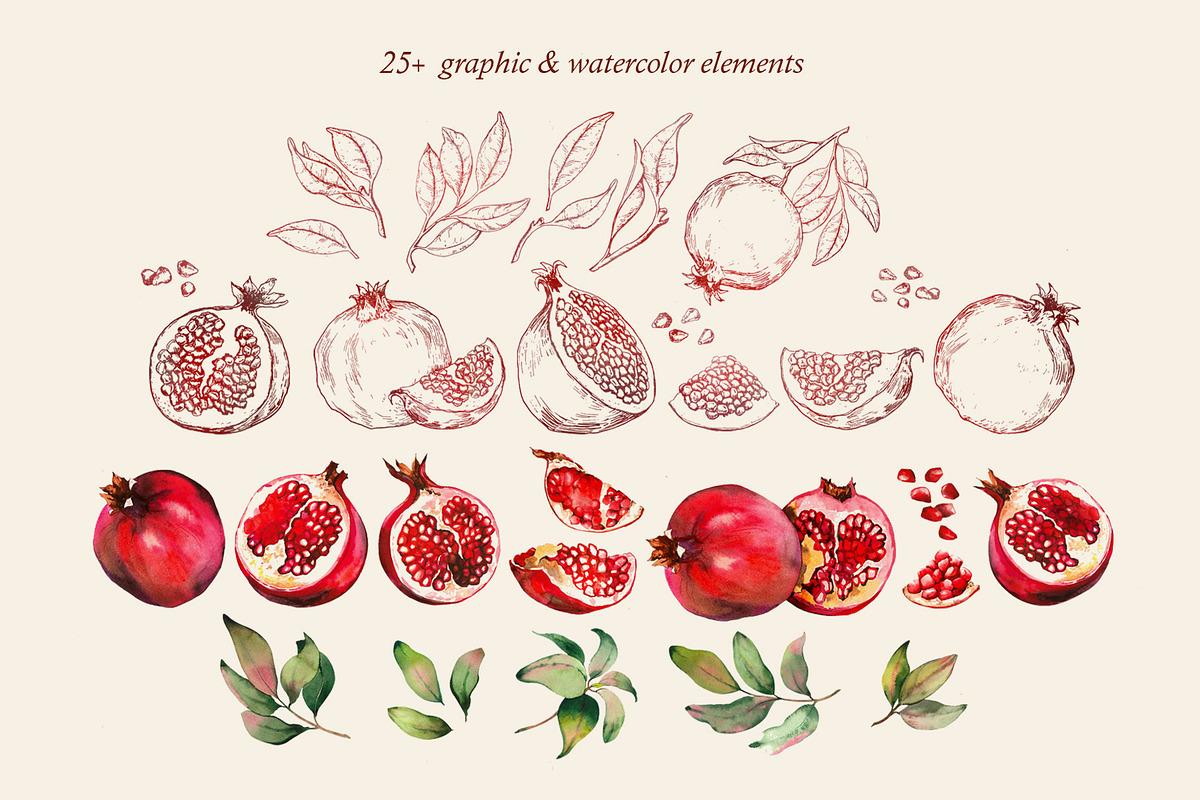 Pomegranate fruits, a Food Illustration by Jeanna Draw (Photo 4 of 10)