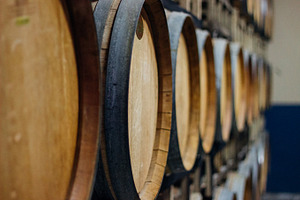 Wall of Wine Barrels