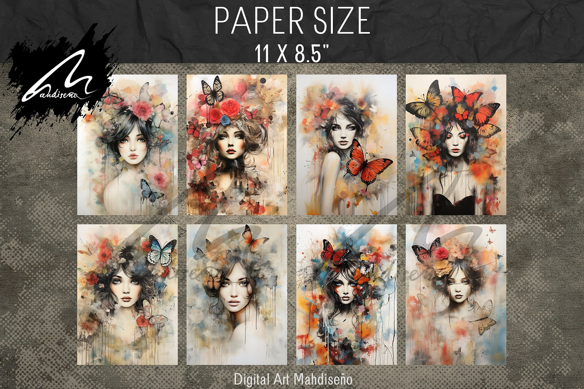 Girl and Butterflies, Collage Papers, a Person Illustration by Digital Art Mahdiseño (Photo 3 of 9)