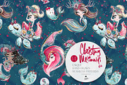 Christmas Mermaids Seamless Patterns, a Pattern Graphic by KaramfilaS (Thumbnail 10 of 19)